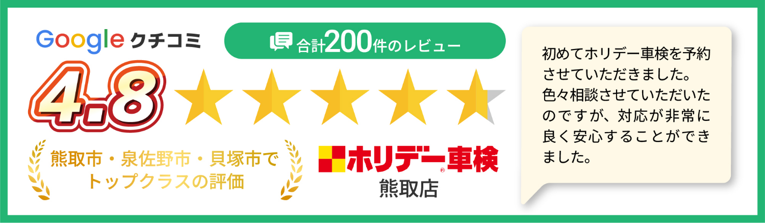 Googleクチコミ4.8 熊取市・泉佐野市・貝塚市でトップクラスの評価